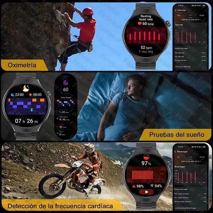 Nouvelle montre connectée 6 Pro+ 2026, batterie 1400 mAh, autonomie 140 jours, lampe torche LED, GPS, étanche, suivi sportif et santé