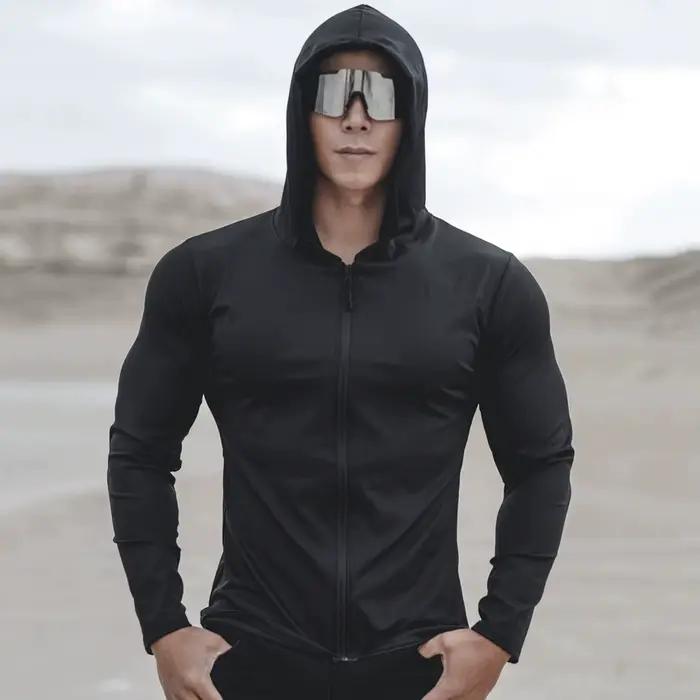 Printemps automne veste hommes Fitness vêtements de sport entraînement de gymnastique à manches longues sweat Jogging