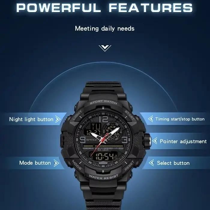 SANDA hommes montres 5ATM étanche Sport montre militaire homme alarme chronomètre Quartz montre-bracelet