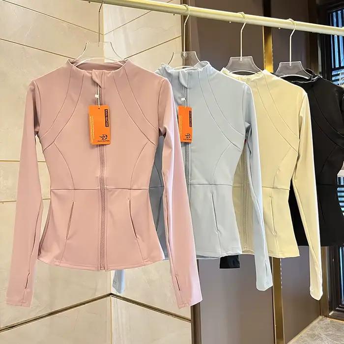 Veste de sport pour femme, haut de sport à manches longues