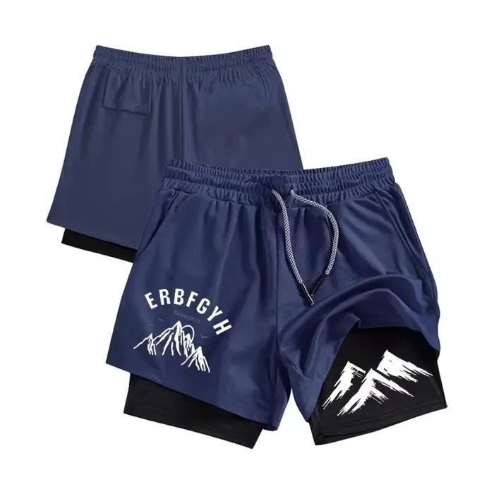 Short de sport respirant 2-en-1 à séchage rapide pour homme