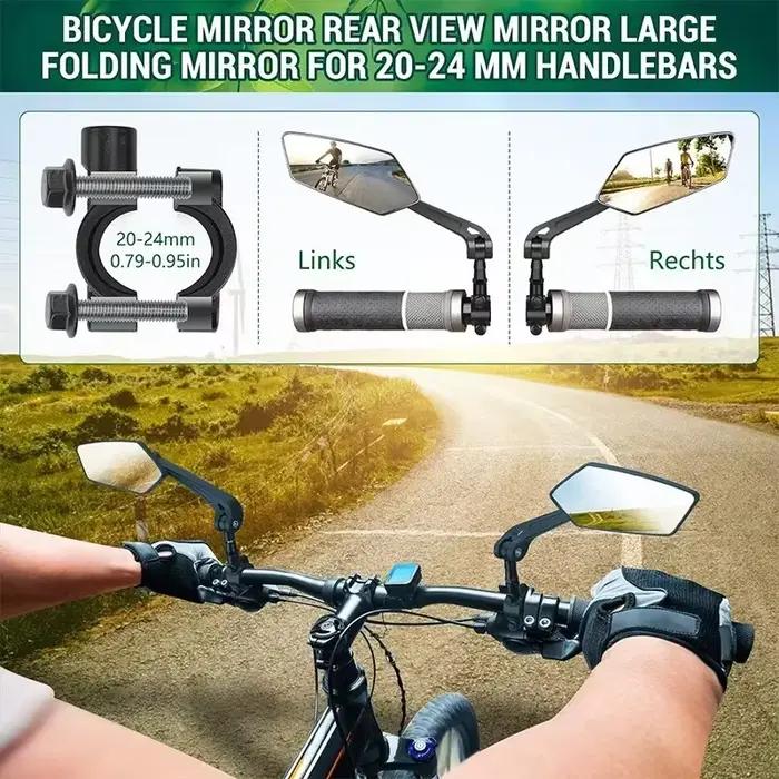 Rétroviseur de vélo réflecteur réglable rotatif guidon miroir clair