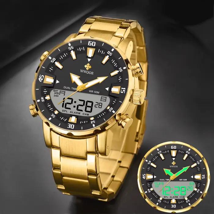 Nouvelle montre numérique de luxe pour hommes sport grandes montres LED montre-bracelet à Quartz étanche mâle horloge militaire avec alarme et chronographe multifonctionnels