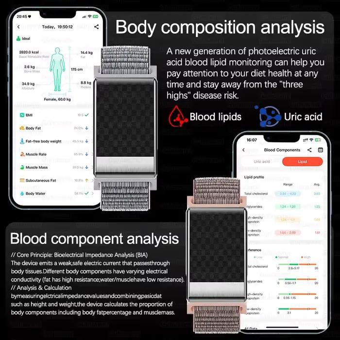 2026 nouveau ECG santé Bracelet intelligent hommes femmes fréquence cardiaque pression artérielle lipides sanguins acide uriculaire IP68 étanche Sport montres intelligentes