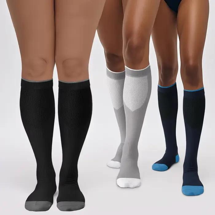 1 paire de chaussettes de compression 20-30 MMHg pour femmes et hommes - Meilleur soutien pour la circulation