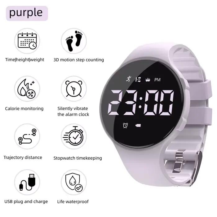 Podomètre montre intelligente fréquence Smartwatch Fitness Tracker silencieux Vibration réveil pour obtenir le comptage des pas étanche bracelet intelligent