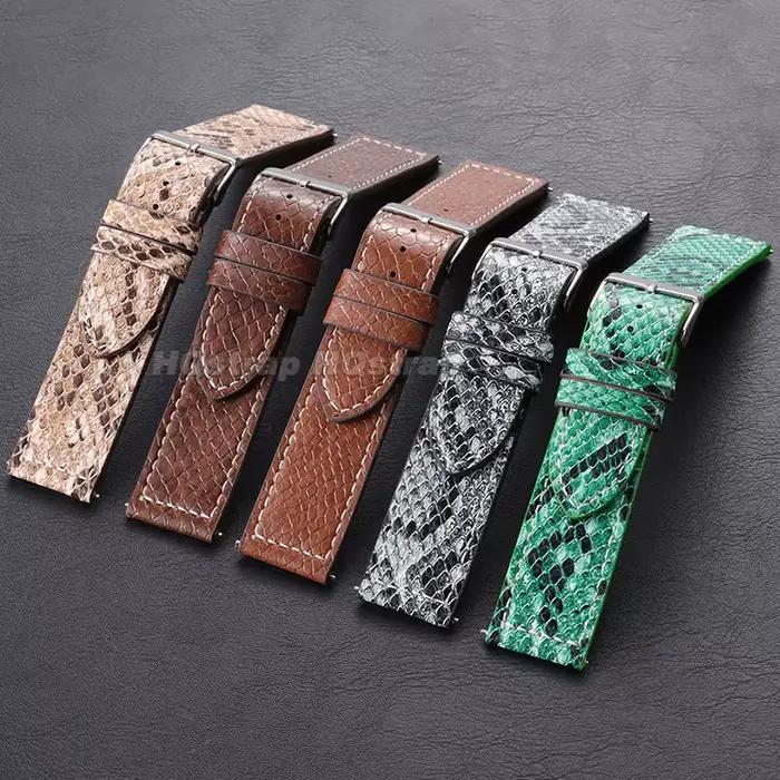 Bracelet de montre en cuir motif serpent 20mm 22mm à libération rapide