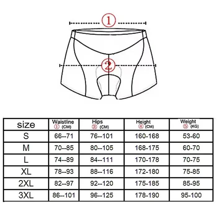 Sous-vêtements de cyclisme Shorts 5D Gel Pad respirant antidérapant