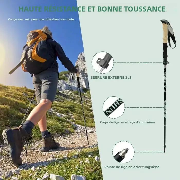 Lot de 2 bâtons de trail running pliables en aluminium légers et réglables