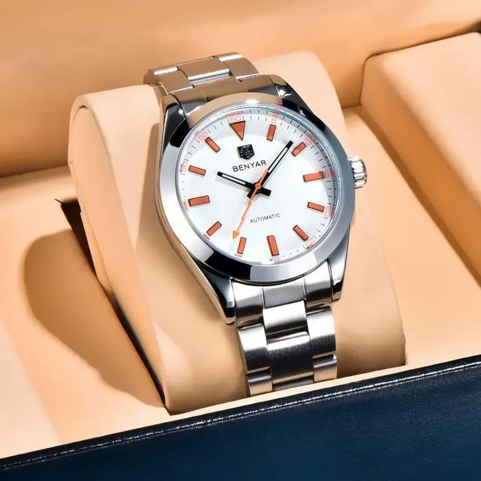 BENYAR 2025 nouvelle mode luxe montre automatique pour hommes 50M étanche en acier inoxydable mécanique montres