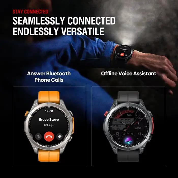 Nouveau Zeblaze Stratos 4 GPS montre intelligente 1.43 AMOLED affichage boussole intégrée altimètre barométrique lampe de poche appel vocal Smartwatch
