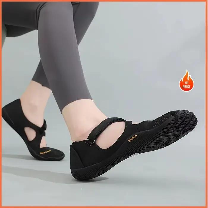 Chaussures à Cinq Doigts pour Femme avec Bride Réglable - Modèle Plat Minimaliste Confortable Pieds Nus pour la Randonnée, Yoga,