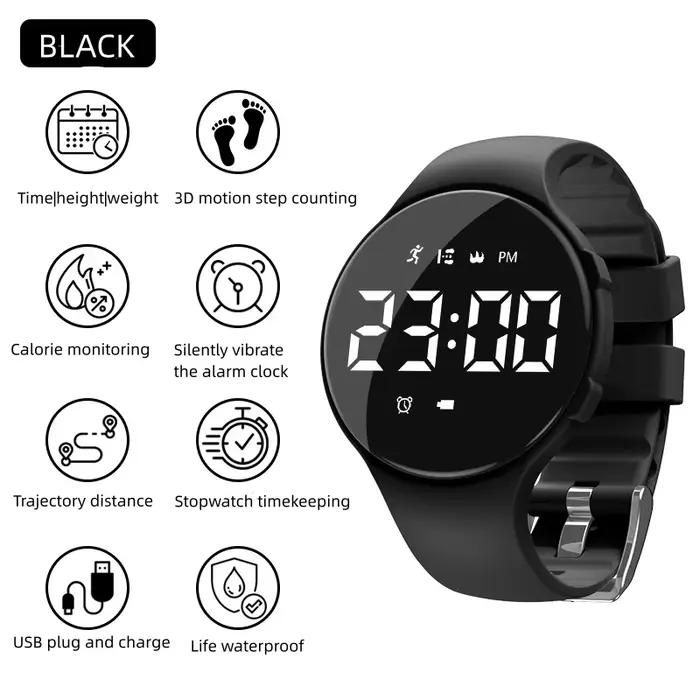 Podomètre montre intelligente fréquence Smartwatch Fitness Tracker silencieux Vibration réveil pour obtenir le comptage des pas étanche bracelet intelligent