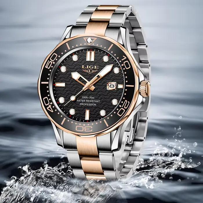 Montre-bracelet de sport 2026 pour homme LIGE, montre homme de marque supérieure en acier inoxydable étanche, montre-bracelet militaire à quartz, Montre Homme