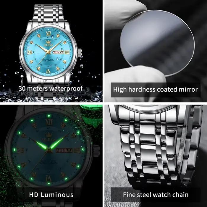 OELVS montres pour hommes Top marque décontracté Original montre-bracelet étanche en acier inoxydable résistant aux rayures montre miroir pour homme