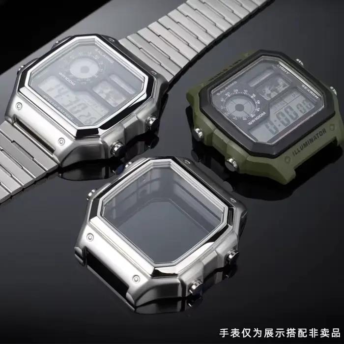 Pour CASIO argent boîtier de montre gland 1200 AE-1200WHD-1A/WH-1B