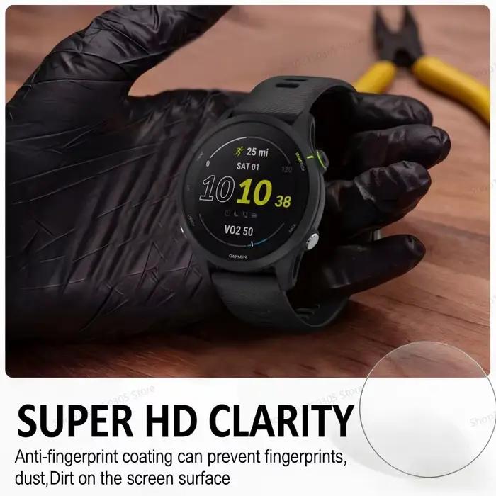Verre trempé compatible avec Garmin Forerunner 45 245 745 945 55 255 255S 955 165 235 735 935 film de protection protecteur d'écran