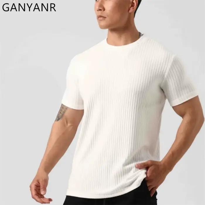 GANYANR vêtements de sport hommes course T-shirt été