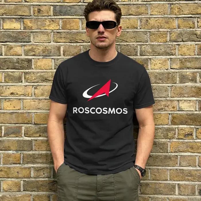 T-shirt à manches courtes et col ras du cou pour hommes, en pur coton, avec Logo Roscosmos 2026, vêtements amusants, cadeau