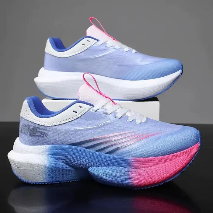 Nouvelles chaussures de course à pied avec plaque en carbone pour marathon, respirantes, légères, confortables, antidérapantes, pour hommes et femmes, baskets athlétiques décontractées
