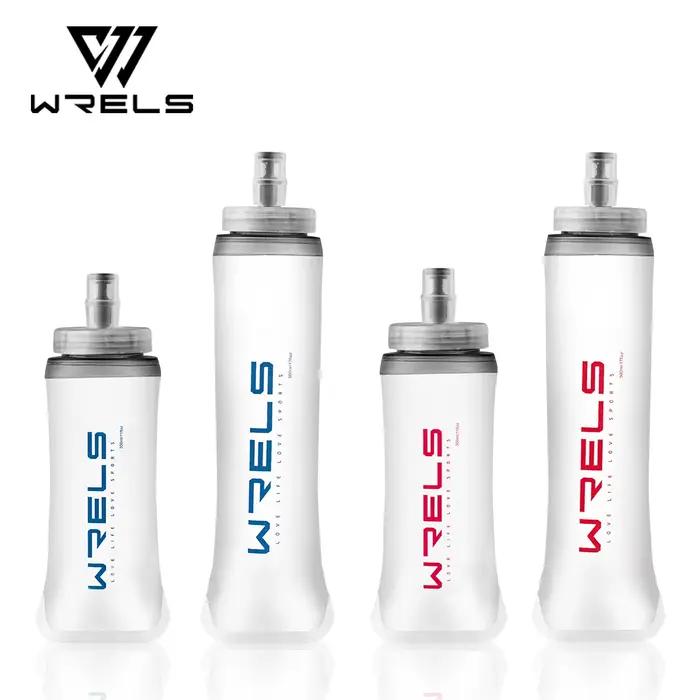 WRELS Sport bouteille d'eau flacon souple pliant 500ml TPU sans BPA course hydratation Marathon pliable Silicone