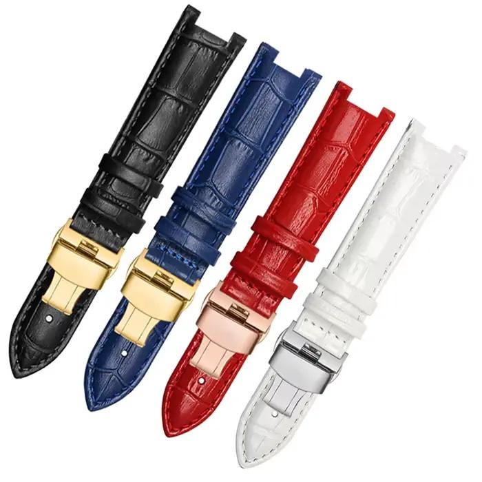 Bracelet de montre en cuir véritable pour femmes avec pin buckle multiple couleurs élégance moderne occassions diverses