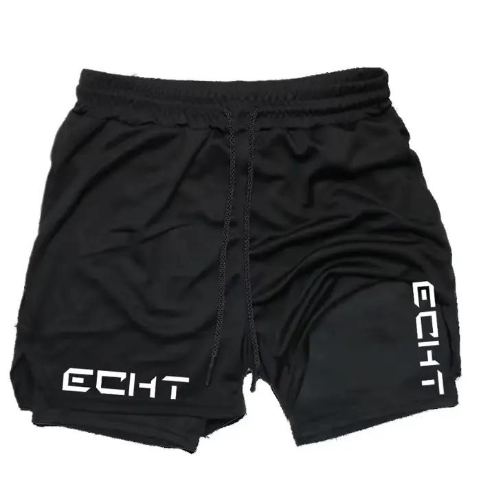 Shorts de course pour hommes, fitness, gym, entraînement, 2-en-1, sport, séchage rapide, jogging, mode, double compartiment, poche pour téléphone, boucle pour serviette