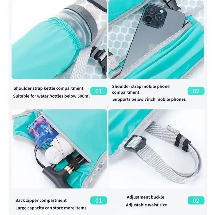 Gilet de rangement de bouteille d'eau sportif réfléchissant avec support pour téléphone pour course, randonnée et cyclisme unisexe occasions spéciales