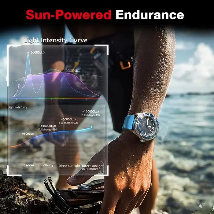 NORTH EDGE TRITON montre de plongée à énergie solaire hommes montres à Quartz de luxe