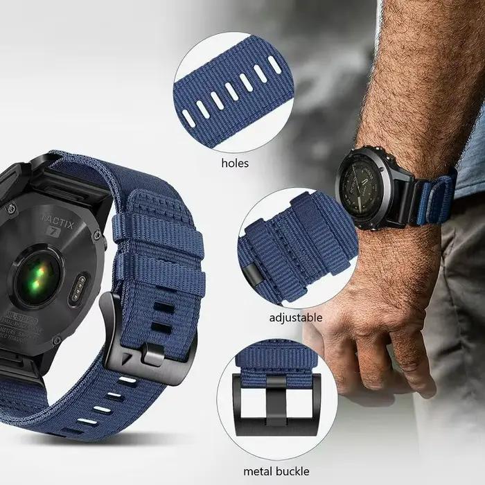 Bracelet de montre tactique en nylon de 24 mm pour Garmin Venu X1
