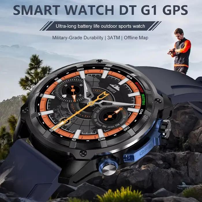 Montre connectée GPS 2026 avec carte hors ligne intégrée, étanche 3ATM, boussole militaire pour l'alpinisme en milieu sauvage, moniteur de fitness