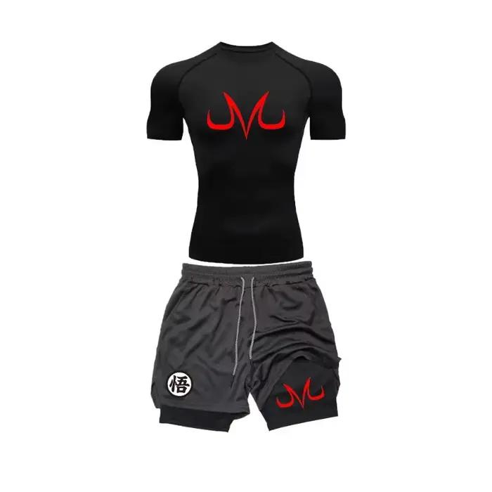Ensemble de sport deux pièces pour homme 2026 - Short de fitness et de course avec poche pour téléphone et anneau porte-serviette