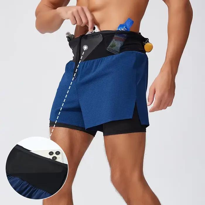 Shorts de sport double couche pour hommes 2 en 1