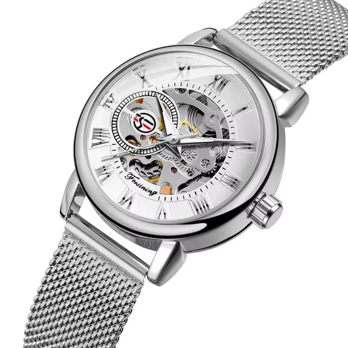 Montre Femme Forsining 2026 Luxe Squelette Argent Bracelet Étanche Mécanique Cadeau