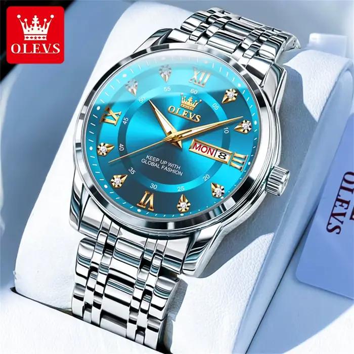 OELVS montres pour hommes Top marque décontracté Original montre-bracelet étanche en acier inoxydable résistant aux rayures montre miroir pour homme