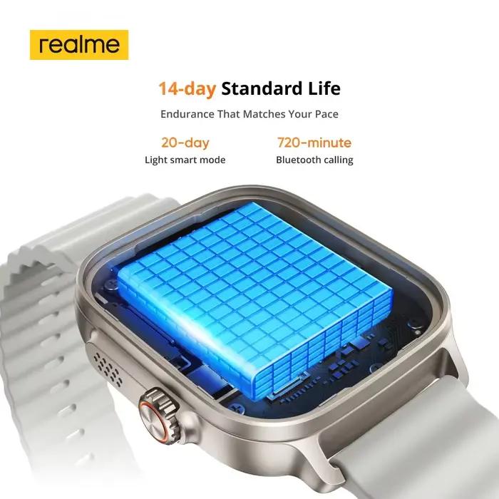 Version mondiale realme montre 5 1.97 "600nits AMOLED 460mAh autonomie de 14 jours plus de 300 thèmes prise en charge GPS GNSS IP68 étanche