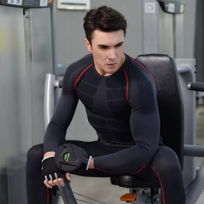 GANYANR Marque de Course T Shirt Hommes de Sport À Séchage Rapide De Tennis de Basket-Ball De Compression À Manches Longues Fitness Jogging Exercice Collants