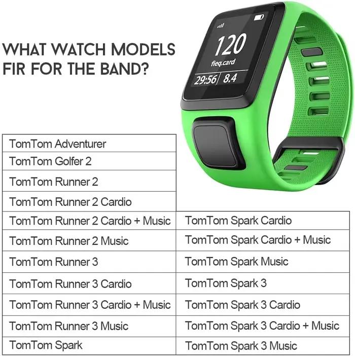 Bracelet TPU monobloc élégant et durable pour TomTom Adventurer Spark Golfer 2 Runner 2 3 pour homme femme occasions spéciales sportives