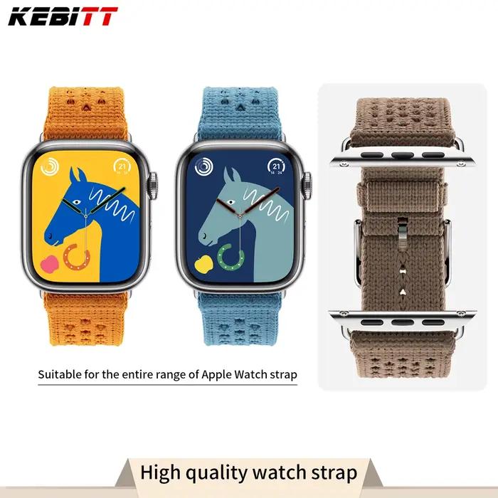 Kebitt Tricot Single Tour Bleu Jean Bracelet pour Iwatch Ultra 3 2 Apple Watch 11 10 9 8 7 6 Se 3 42mm 46mm 41 45 49MM