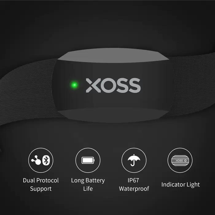 Sangle de Poitrine XOSS X2 Moniteur de Fréquence Cardiaque pour Cyclisme Course Randonnée Compatible Bluetooth ANT+ Blanc Bourgogne