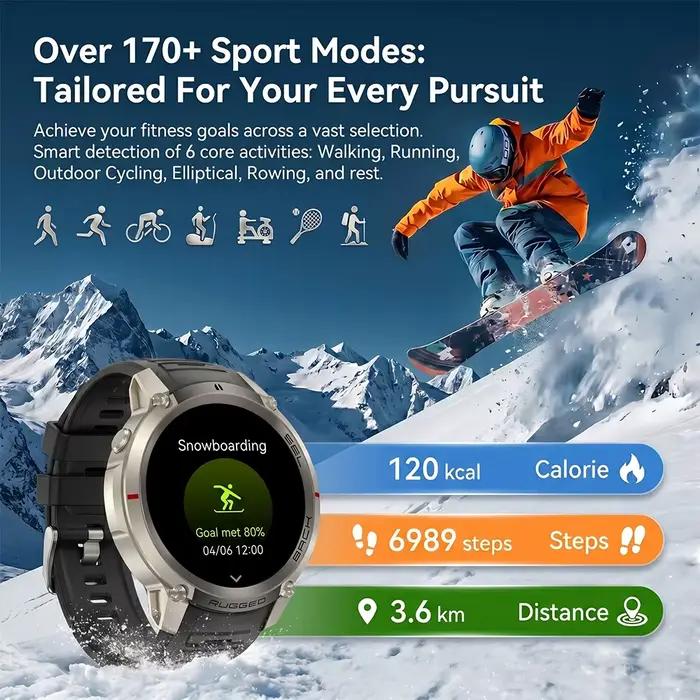 Nouvelle Montre Connectée GPS Six Étoiles 2026 pour Navigation Extérieure avec Cartes Hors Ligne, Étanchéité 5ATM, Appel Bluetooth et Bracelet Sportif