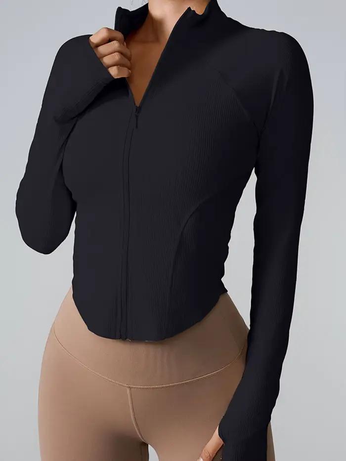 Veste de sport à manches longues zippée pour femme