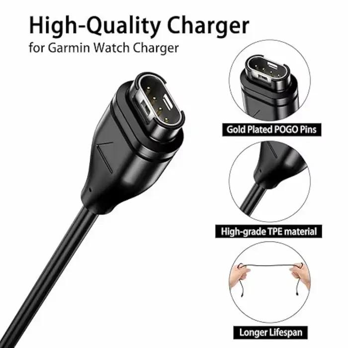 Câble de chargement USB compatible avec Garmin Vivoactive 5 4 4S 3 Quatix 7 6 6X 5