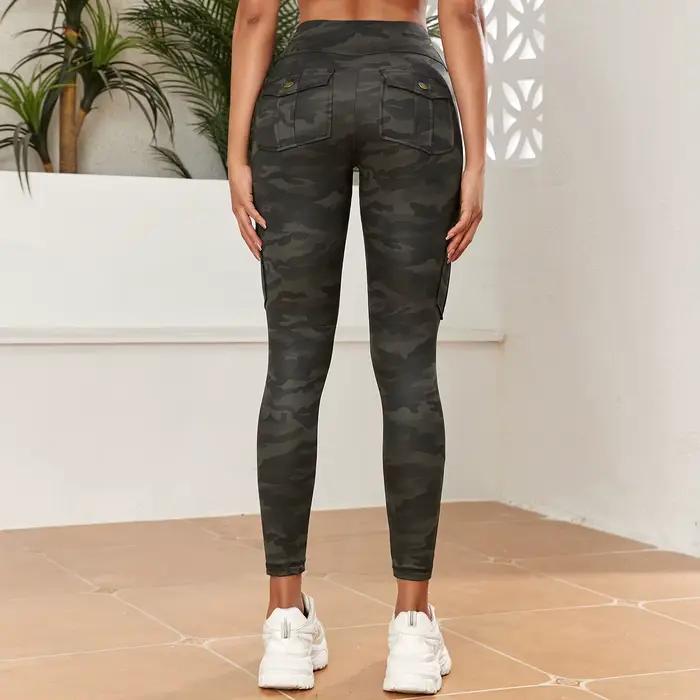 CHRLEISURE Pantalon de yoga de travail camouflage à impression numérique Legging de sport sans couture avec poche Gym