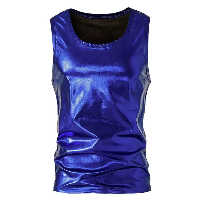 Fitness entraînement course débardeur été hommes gilet mode brillant sans manches t-shirt