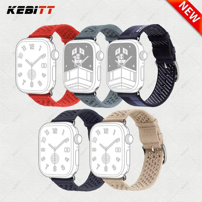 Kebitt Tricot Single Tour Bleu Jean Bracelet pour Iwatch Ultra 3 2 Apple Watch 11 10 9 8 7 6 Se 3 42mm 46mm 41 45 49MM