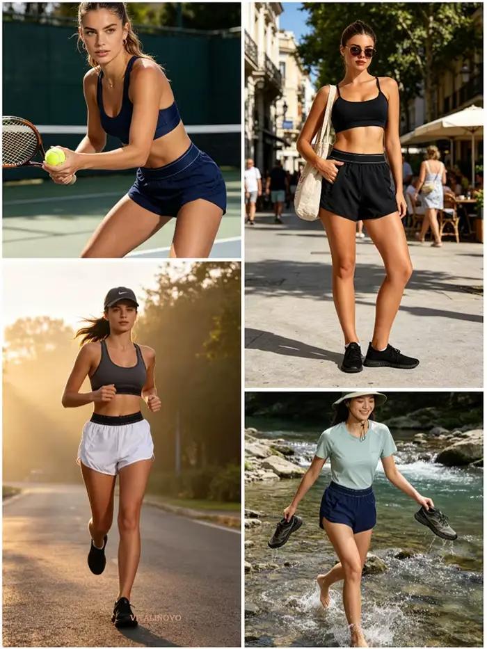 Shorts de course taille haute fendus pour femme