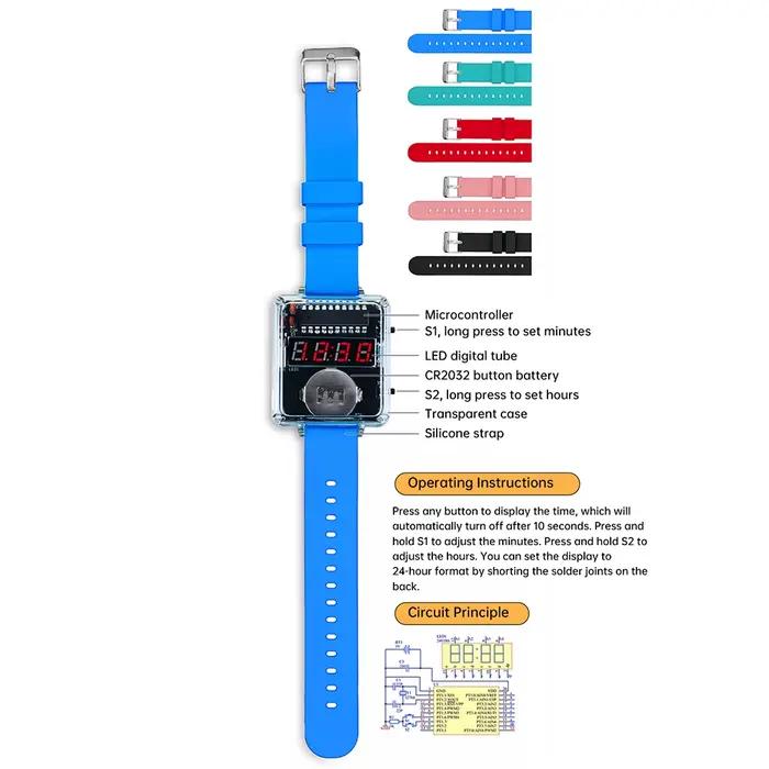 Montre électronique bricolage Transparent créatif microcontrôleur affichage rouge numérique Tube horloge accessoires amusant bricolage montre électronique