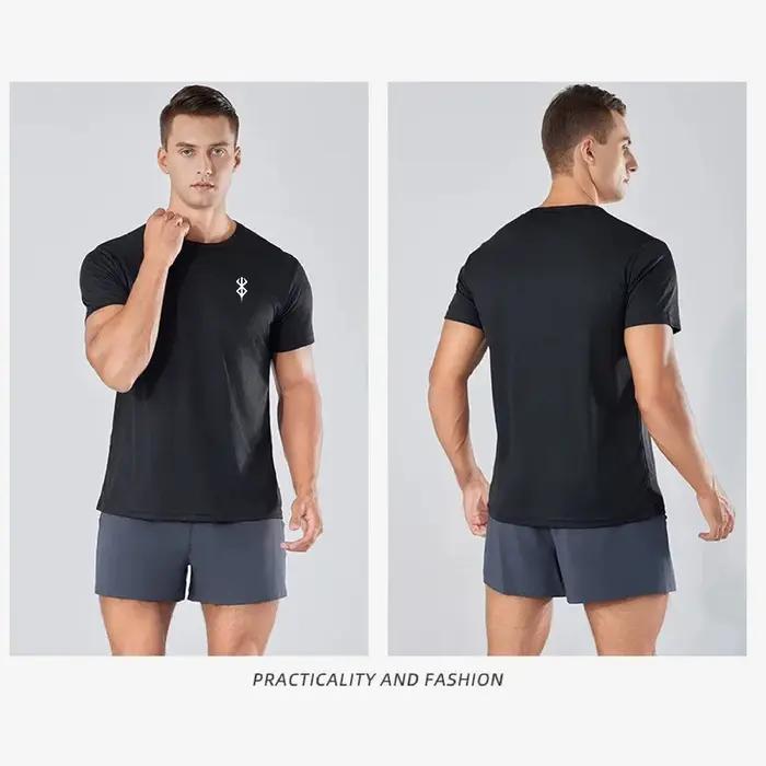 T-shirt de course pour hommes polyester séchage rapide sportif multi-sports été fitness course à pied occasionnels