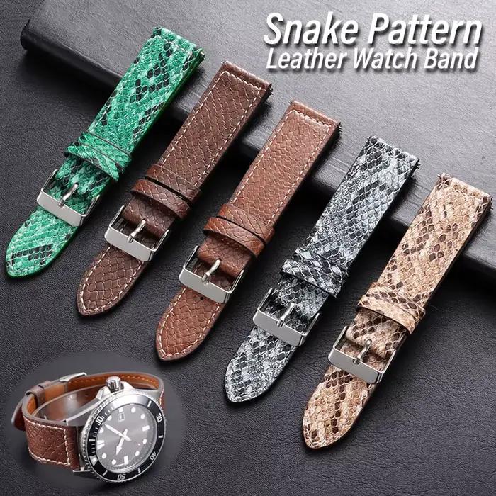 Bracelet de montre en cuir motif serpent 20mm 22mm à libération rapide